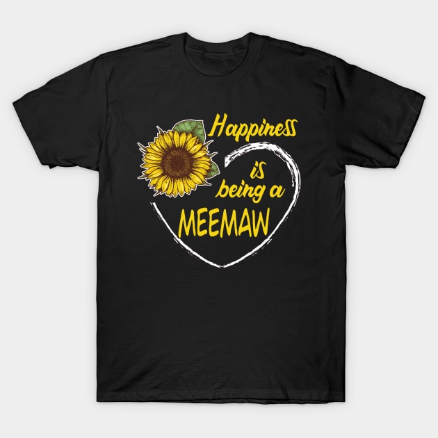 Happiness Is Being A Meemaw Sunflower Heart T-Shirt by mazurprop